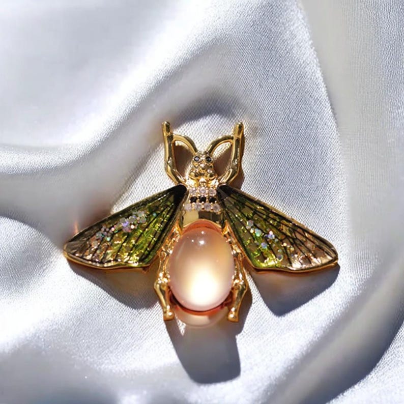 Colorful Moonstone Bee Brooch, vintage bee brooches for women gift