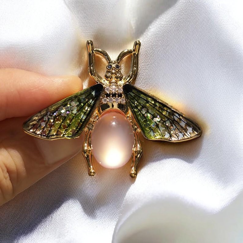 Colorful Moonstone Bee Brooch, vintage bee brooches for women gift
