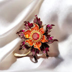 Luxury red sun flower brooch for mom, handmade enamel oil drop brooch jewelry
