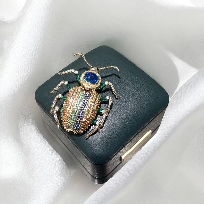 Personalized creative colorful beetle brooch High-grade zircon insect brooches