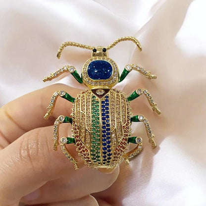 Personalized creative colorful beetle brooch High-grade zircon insect brooches