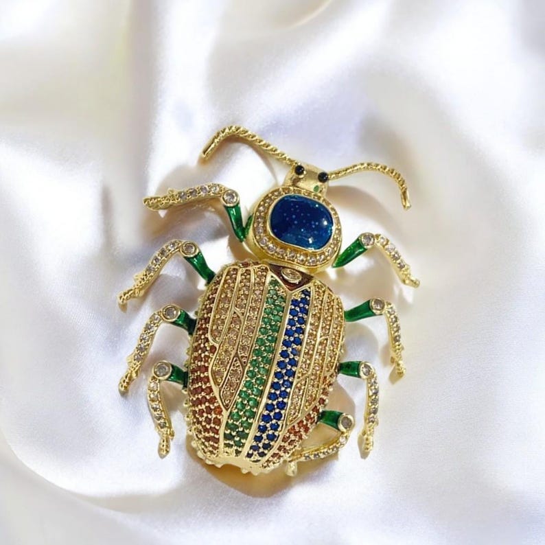 Personalized creative colorful beetle brooch High-grade zircon insect brooches
