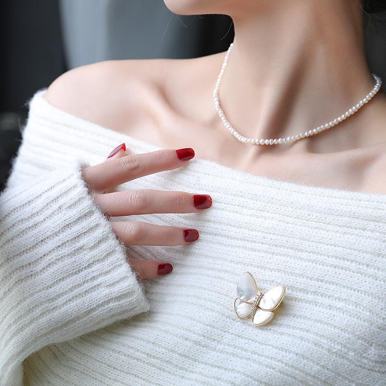 Mother of Pearl Shell Butterfly Brooch Gift Corsage