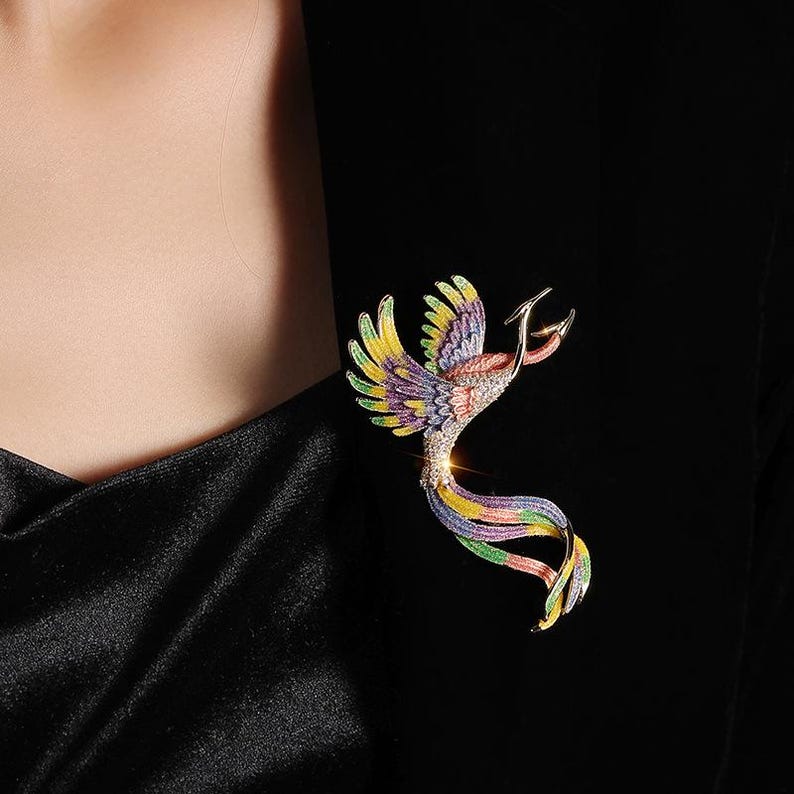 Colorful Phoenix Brooch Exquisite Enamel Pin Atmospheric Gift Jewelry
