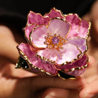 Original Luxury Jewelry Enamel Peony Brooch with Gift Box