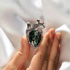 Original design heart-shaped brooch, copper inlaid with zircon brooches or pendant gift