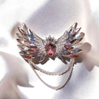 Crystal Butterfly Wing Brooch: Crown Tassel Pendant