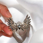Crystal Butterfly Wing Brooch: Crown Tassel Pendant