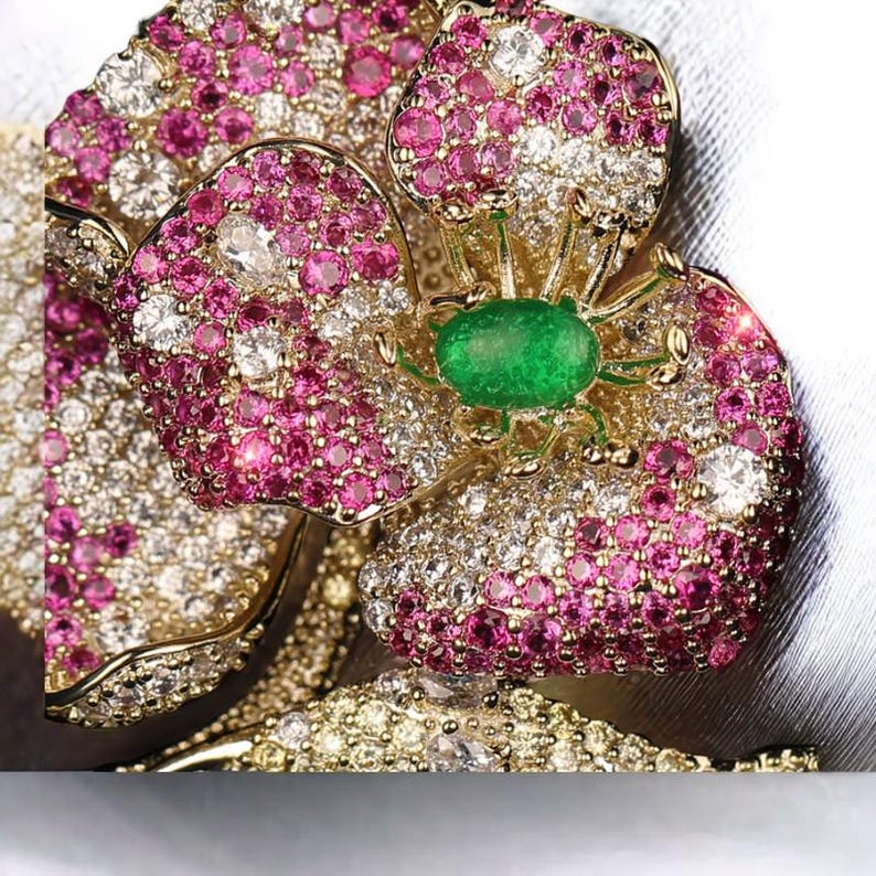 Luxury rose brooch, colorful zircon vintage women brooch with gifts box