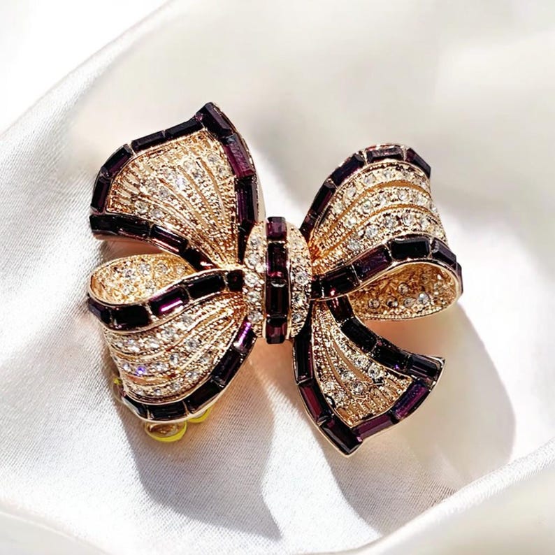 Luxurious vintage butterfly brooch full zircon shining bowknot brooches women gift