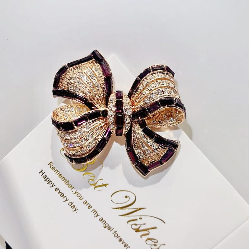 Luxurious vintage butterfly brooch full zircon shining bowknot brooches women gift