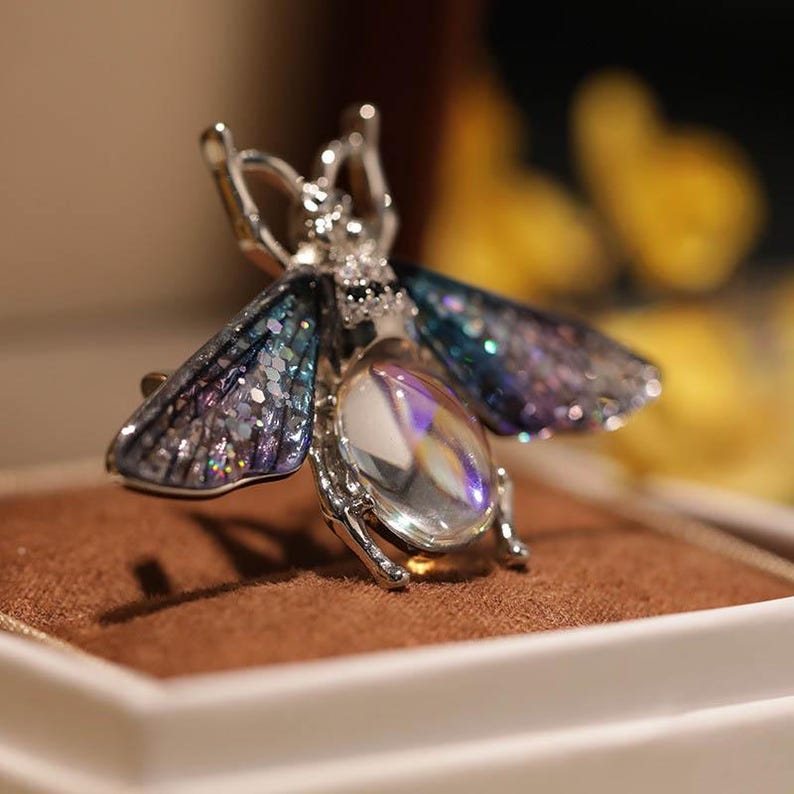 Colorful Moonstone Bee Brooch, vintage bee brooches for women gift