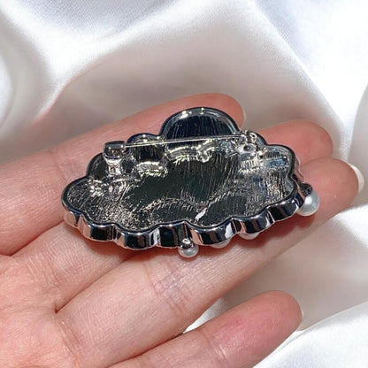 Dreamy enamel blue cloud brooch, drops oil women pearl brooches or pendant