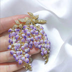 Luxurious original wisteria flower brooch, handmade enamel craft jewelry gift with box