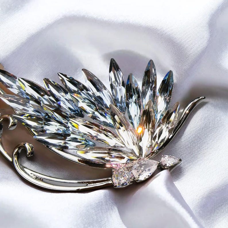 Blue Crystal Butterfly Brooch: Austrian Crystal Statement Piece