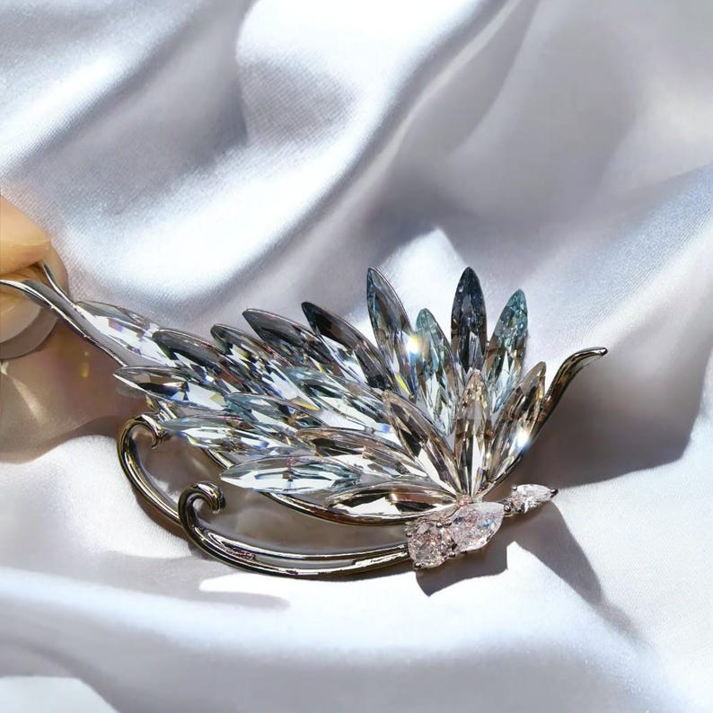 Blue Crystal Butterfly Brooch: Austrian Crystal Statement Piece