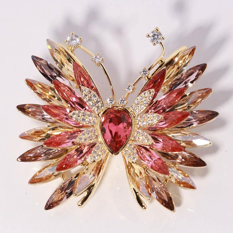 Flashing gradient crystal butterfly brooch original design handmade brooch and pendant gfit