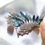 Original copper-made lake blue gradient crystal butterfly wing brooch