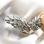 Original copper lake crystal wing brooch, blue gradient crystal inlaid with zircon