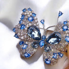 Luxurious Sparkling Blue Crystal Brooch Pendant