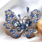 Luxurious Sparkling Blue Crystal Brooch Pendant