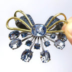 Retro palace style black bow brooch inlaid with blue zircon crystal