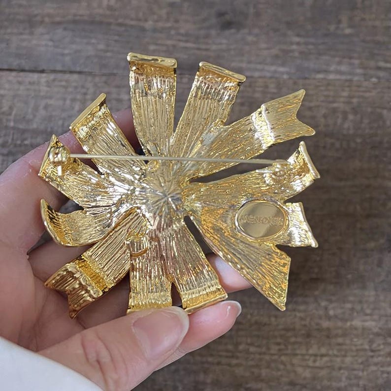 American Flag Vintage Jewelry Handmade Enamel Bow Brooch