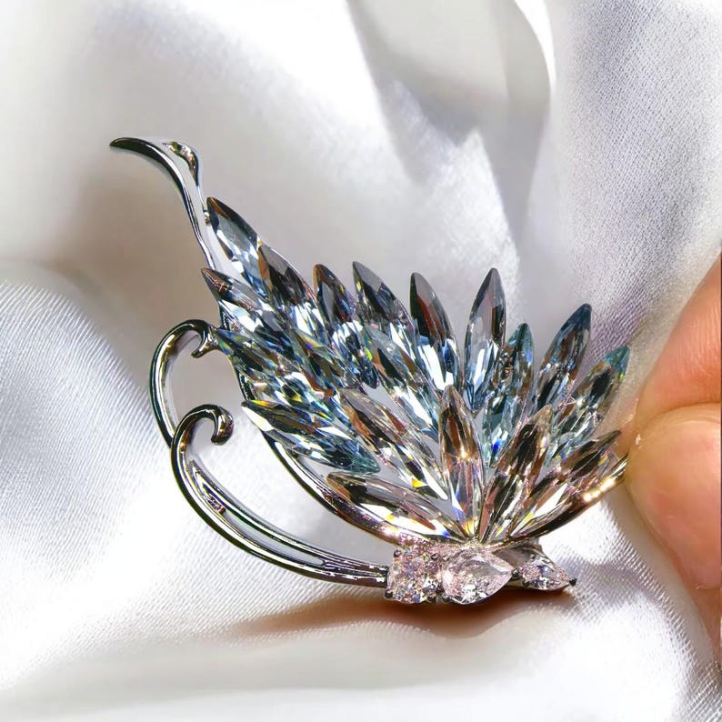 Blue Crystal Butterfly Brooch: Austrian Crystal Statement Piece