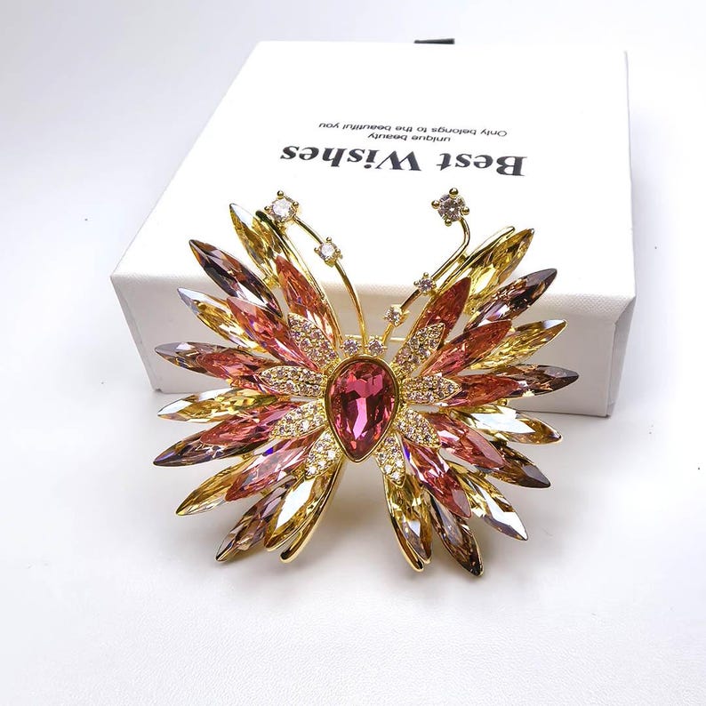 Flashing gradient crystal butterfly brooch original design handmade brooch and pendant gfit