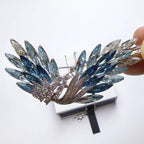 Original copper lake crystal wing brooch, blue gradient crystal inlaid with zircon