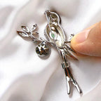 Handmade Enamel Bird Brooch: Zircon, Pearl, Gold-Plated Jewelry