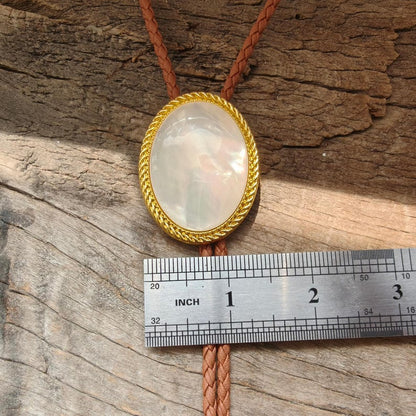 Bolo Tie en Nacre - Collier de Mariage pour Hommes Femmes Garçons d'honneur Marié - Cravate Cowboy Western
