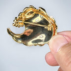 Pearl Wave Brooch: Handmade Enamel Copper Gold Pin