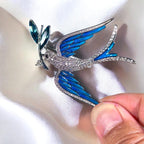 Original blue swallow base oil corsage, vintage enamel brooches or pendants jewelry gift