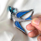 Original blue swallow base oil corsage, vintage enamel brooches or pendants jewelry gift