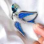 Original blue swallow base oil corsage, vintage enamel brooches or pendants jewelry gift