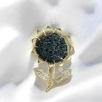 Van Gogh Sunflower Brooch: 18K Gold Crystal Replica Vintage original sunflower pin, women's gift jewelry accessories