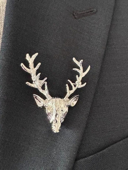Deer head Lapel Pin for Men, Raindeer pin, Wedding Groomsmen Boutonniere, Suit Lapel Pin Acessories, Men Lapel Brooch, Gift for him Men Dad