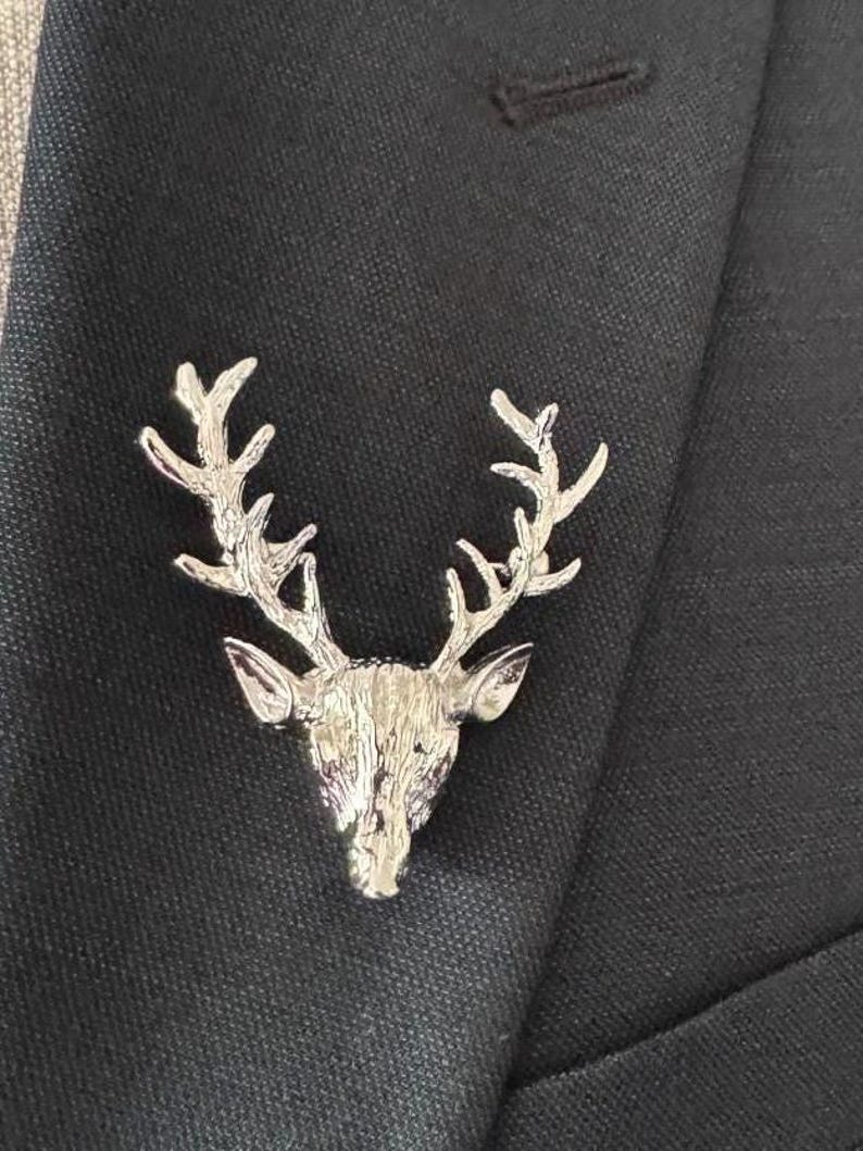 Deer head Lapel Pin for Men, Raindeer pin, Wedding Groomsmen Boutonniere, Suit Lapel Pin Acessories, Men Lapel Brooch, Gift for him Men Dad