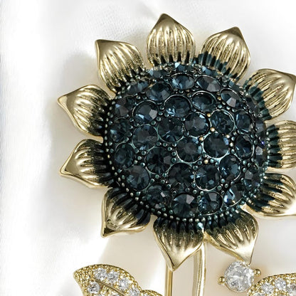 Van Gogh Sunflower Brooch: 18K Gold Crystal Replica Vintage original sunflower pin, women's gift jewelry accessories