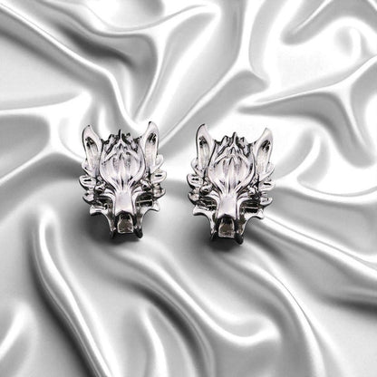 Wolf Head Chain Brooch: Gold or Silver Unisex Lapel Pin