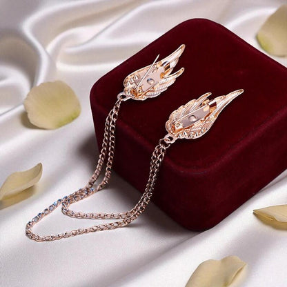 Angel Wings Chain Brooch: Gold or Silver Dangle Tassels Lapel Pin