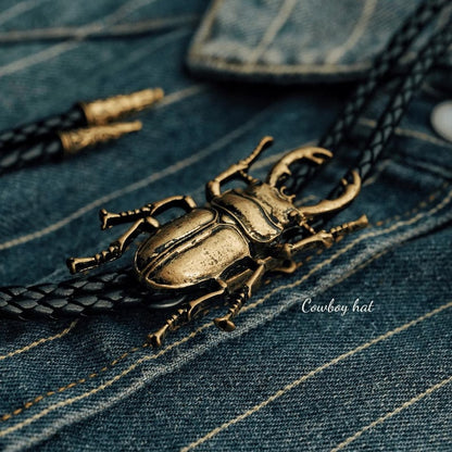 Stag Beetle Bolo Tie: Bronze Insect Bolo Ties for Men Western Cowboy Necktie