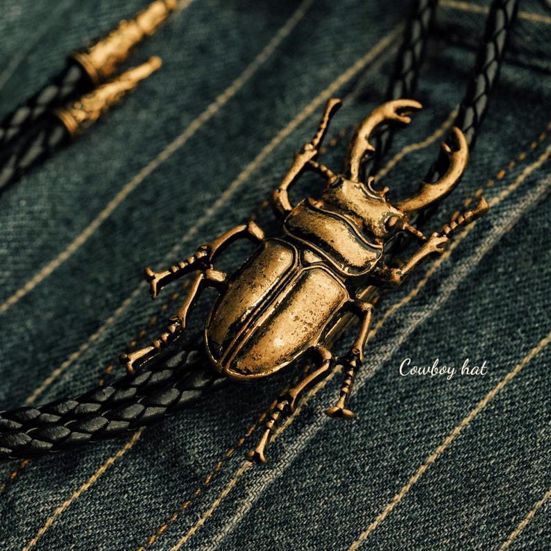 Stag Beetle Bolo Tie: Bronze Insect Bolo Ties for Men Western Cowboy Necktie