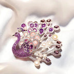 Original Luxury Natural Pearl Purple Crystal Peacock Brooch