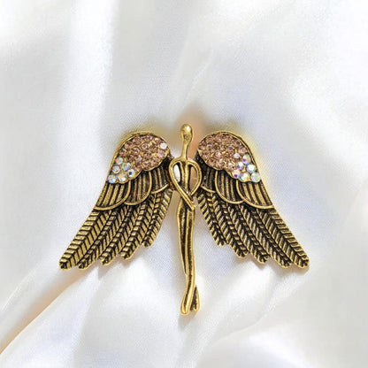 Broche vintage ailes d'ange, ailes d'ange originales en or et argent