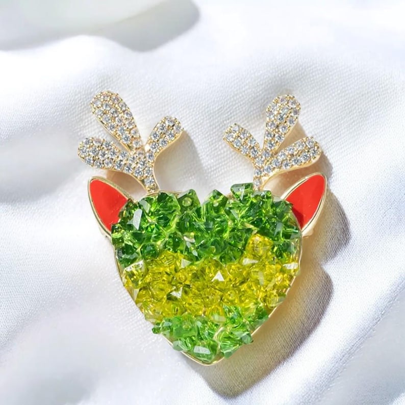 Crystal Christmas Deer Brooch: Copper Zircon Elk Pin
