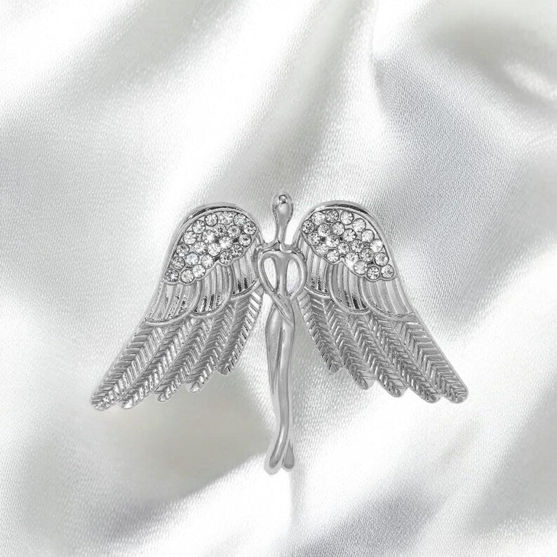 Vintage angel wing brooch, original gold and silver angel wings