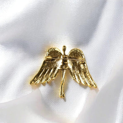 Broche vintage ailes d'ange, ailes d'ange originales en or et argent