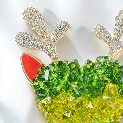 Crystal Christmas Deer Brooch: Copper Zircon Elk Pin